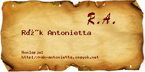Rák Antonietta névjegykártya
